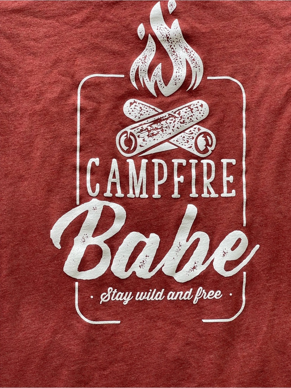 Campfire Babe Stay Wild and Free Graphic Tee Rust Red Short Sleeve T-Shirt - Picture 2 of 5
